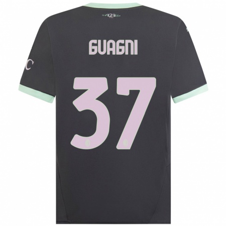 Kandiny Hombre Camiseta Alia Guagni #37 Gris Equipación Tercera 2024/25 La Camisa Chile