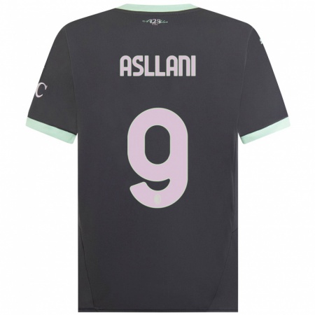 Kandiny Hombre Camiseta Kosovare Asllani #9 Gris Equipación Tercera 2024/25 La Camisa Chile