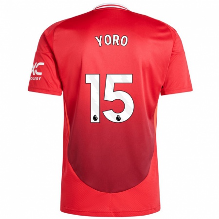 Kandiny Mujer Camiseta Leny Yoro #15 Rojo Brillante 1ª Equipación 2024/25 La Camisa Chile