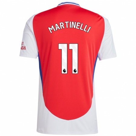 Kandiny Mujer Camiseta Gabriel Martinelli #11 Rojo Blanco 1ª Equipación 2024/25 La Camisa Chile