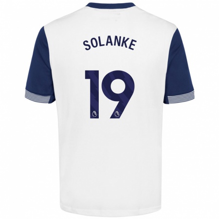 Kandiny Mujer Camiseta Dominic Solanke #19 Blanco Azul 1ª Equipación 2024/25 La Camisa Chile