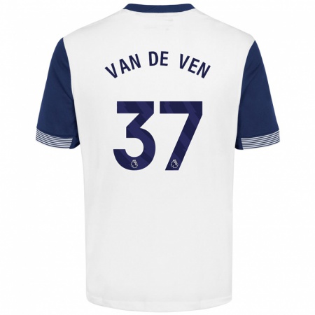 Kandiny Mujer Camiseta Micky Van De Ven #37 Blanco Azul 1ª Equipación 2024/25 La Camisa Chile