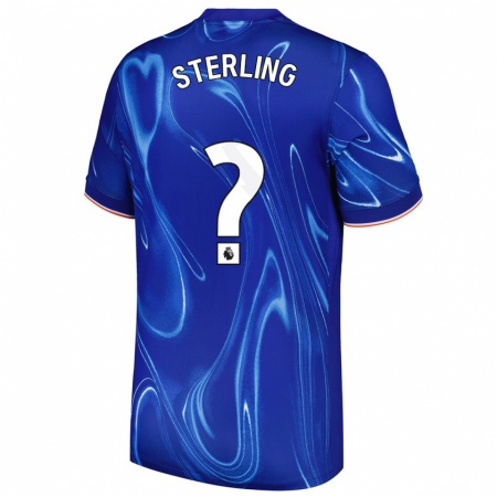 Kandiny Mujer Camiseta Raheem Sterling #0 Azul Blanco 1ª Equipación 2024/25 La Camisa Chile