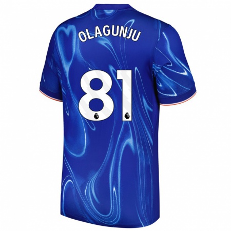 Kandiny Mujer Camiseta Saheed Olagunju #81 Azul Blanco 1ª Equipación 2024/25 La Camisa Chile