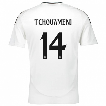 Kandiny Mujer Camiseta Aurélien Tchouaméni #14 Blanco 1ª Equipación 2024/25 La Camisa Chile