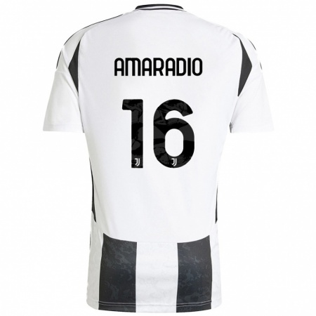 Kandiny Mujer Camiseta Luca Amaradio #16 Blanco Negro 1ª Equipación 2024/25 La Camisa Chile