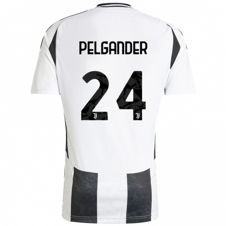 Kandiny Mujer Camiseta Elsa Pelgander #24 Blanco Negro 1ª Equipación 2024/25 La Camisa Chile