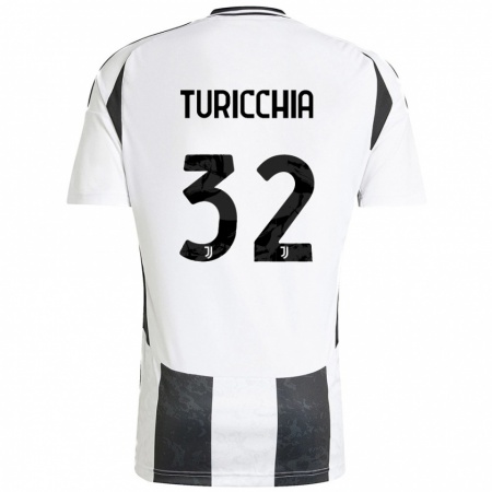 Kandiny Mujer Camiseta Riccardo Turicchia #32 Blanco Negro 1ª Equipación 2024/25 La Camisa Chile