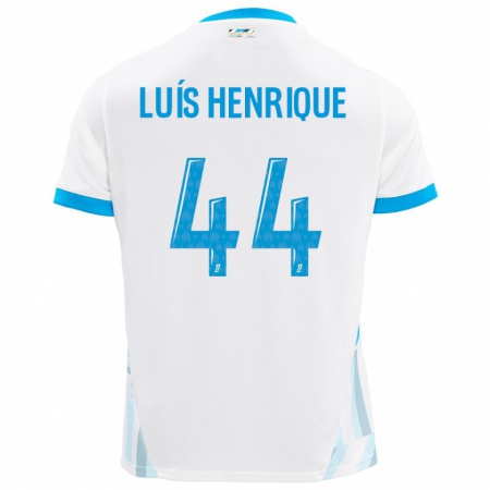 Kandiny Mujer Camiseta Luis Henrique #44 Blanco Azul Cielo 1ª Equipación 2024/25 La Camisa Chile