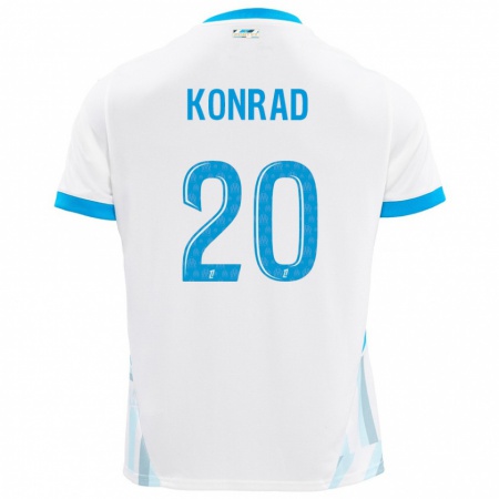 Kandiny Mujer Camiseta Konrad De La Fuente #20 Blanco Azul Cielo 1ª Equipación 2024/25 La Camisa Chile