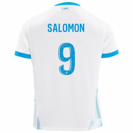 Kandiny Mujer Camiseta Maeva Salomon #9 Blanco Azul Cielo 1ª Equipación 2024/25 La Camisa Chile