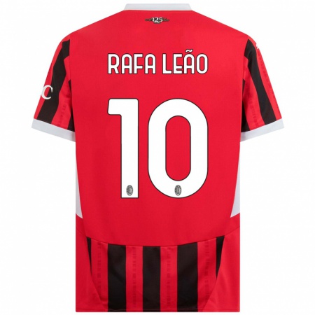 Kandiny Mujer Camiseta Rafael Leão #10 Rojo Negro 1ª Equipación 2024/25 La Camisa Chile