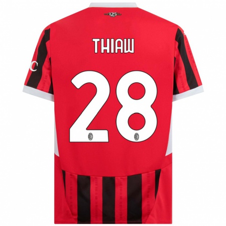 Kandiny Mujer Camiseta Malick Thiaw #28 Rojo Negro 1ª Equipación 2024/25 La Camisa Chile