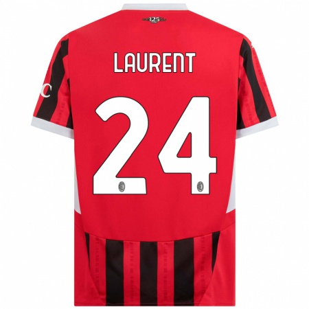 Kandiny Mujer Camiseta Emelyne Laurent #24 Rojo Negro 1ª Equipación 2024/25 La Camisa Chile