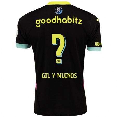 Kandiny Mujer Camiseta Yaël Gil Y Muiños #0 Negro Amarillo 2ª Equipación 2024/25 La Camisa Chile