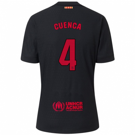 Kandiny Mujer Camiseta Andrés Cuenca #4 Negro Rojo 2ª Equipación 2024/25 La Camisa Chile