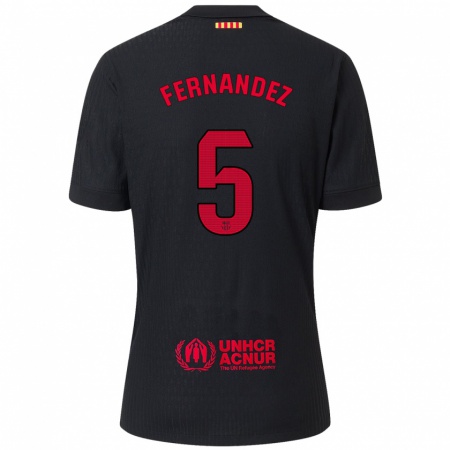 Kandiny Mujer Camiseta Jana Fernández #5 Negro Rojo 2ª Equipación 2024/25 La Camisa Chile