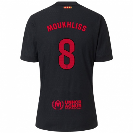 Kandiny Mujer Camiseta Moha Moukhliss #8 Negro Rojo 2ª Equipación 2024/25 La Camisa Chile