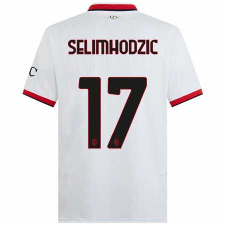 Kandiny Mujer Camiseta Noa Selimhodzic #17 Blanco Negro Rojo 2ª Equipación 2024/25 La Camisa Chile