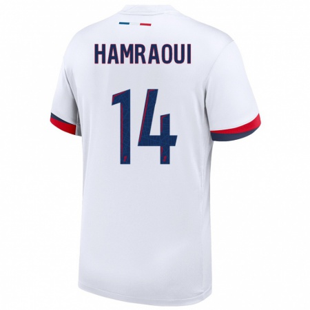 Kandiny Mujer Camiseta Kheira Hamraoui #14 Blanco Azul Rojo 2ª Equipación 2024/25 La Camisa Chile