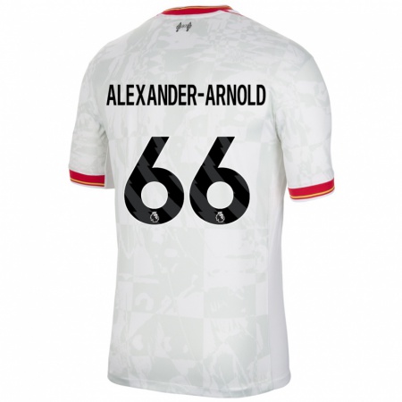 Kandiny Mujer Camiseta Trent Alexander-Arnold #66 Blanco Rojo Negro Equipación Tercera 2024/25 La Camisa Chile