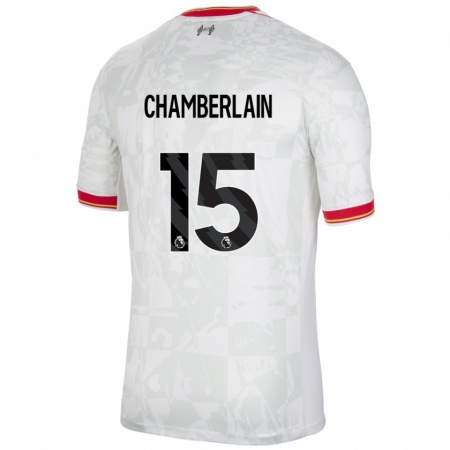 Kandiny Mujer Camiseta Alex Oxlade Chamberlain #15 Blanco Rojo Negro Equipación Tercera 2024/25 La Camisa Chile