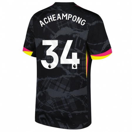 Kandiny Mujer Camiseta Josh Acheampong #34 Negro Rosa Equipación Tercera 2024/25 La Camisa Chile