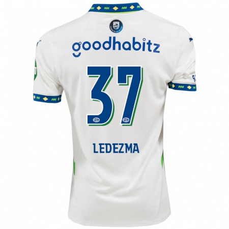 Kandiny Mujer Camiseta Richard Ledezma #37 Blanco Azul Oscuro Equipación Tercera 2024/25 La Camisa Chile