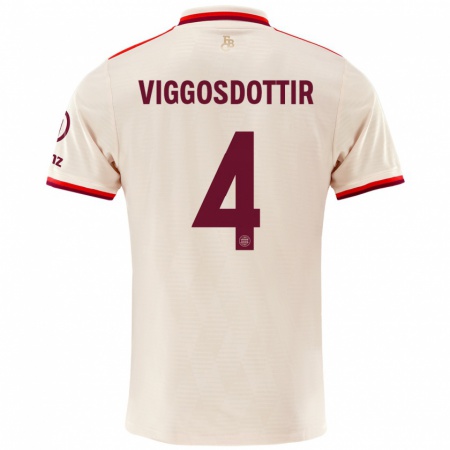 Kandiny Mujer Camiseta Glódís Perla Viggósdóttir #4 Lino Equipación Tercera 2024/25 La Camisa Chile