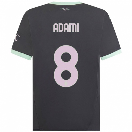 Kandiny Mujer Camiseta Greta Adami #8 Gris Equipación Tercera 2024/25 La Camisa Chile