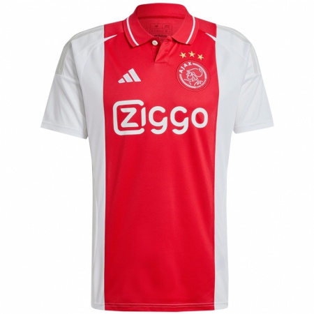 Kandiny Niño Camiseta Lasse Abildgaard #0 Rojo Blanco 1ª Equipación 2024/25 La Camisa Chile