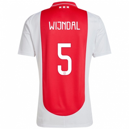 Kandiny Niño Camiseta Owen Wijndal #5 Rojo Blanco 1ª Equipación 2024/25 La Camisa Chile