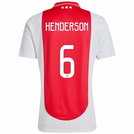 Kandiny Niño Camiseta Jordan Henderson #6 Rojo Blanco 1ª Equipación 2024/25 La Camisa Chile