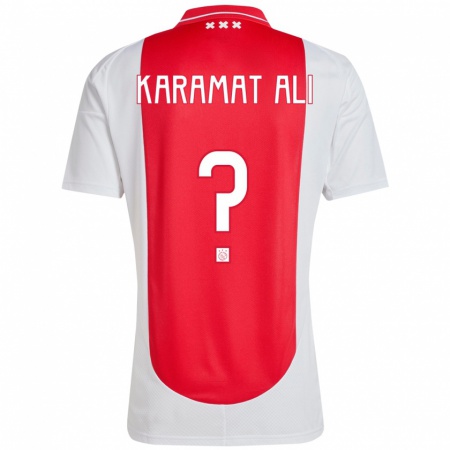 Kandiny Niño Camiseta Yaïr Karamat Ali #0 Rojo Blanco 1ª Equipación 2024/25 La Camisa Chile