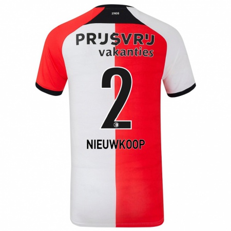 Kandiny Niño Camiseta Bart Nieuwkoop #2 Rojo Blanco 1ª Equipación 2024/25 La Camisa Chile