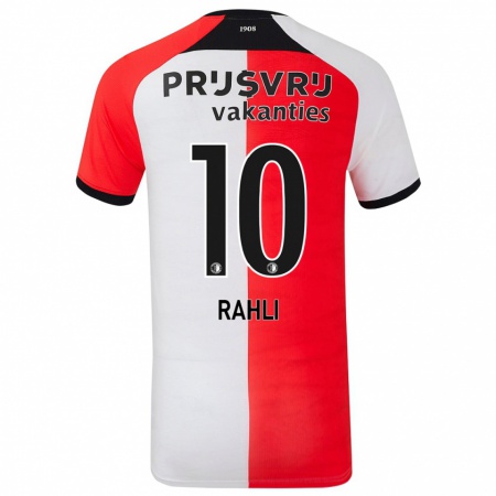 Kandiny Niño Camiseta Khalid Rahli #10 Rojo Blanco 1ª Equipación 2024/25 La Camisa Chile