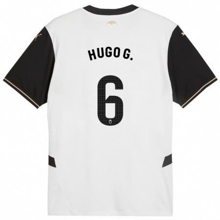 Kandiny Niño Camiseta Hugo Guillamón #6 Blanco Negro 1ª Equipación 2024/25 La Camisa Chile