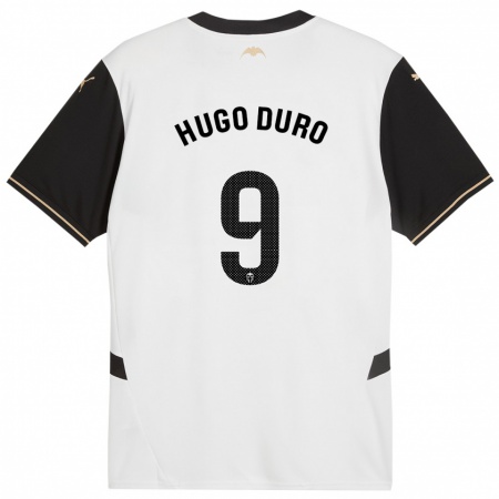 Kandiny Niño Camiseta Hugo Duro #9 Blanco Negro 1ª Equipación 2024/25 La Camisa Chile