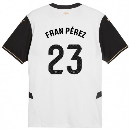 Kandiny Niño Camiseta Fran Pérez #23 Blanco Negro 1ª Equipación 2024/25 La Camisa Chile