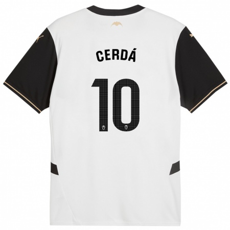 Kandiny Niño Camiseta Alex Cerdá #10 Blanco Negro 1ª Equipación 2024/25 La Camisa Chile