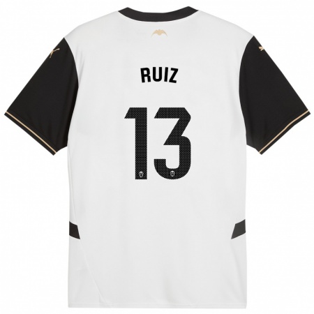 Kandiny Niño Camiseta Nil Ruiz #13 Blanco Negro 1ª Equipación 2024/25 La Camisa Chile