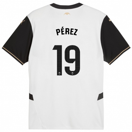 Kandiny Niño Camiseta Joselu Pérez #19 Blanco Negro 1ª Equipación 2024/25 La Camisa Chile