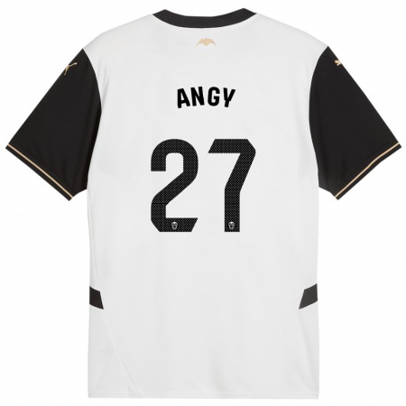 Kandiny Niño Camiseta Angy #27 Blanco Negro 1ª Equipación 2024/25 La Camisa Chile