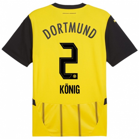 Kandiny Niño Camiseta Niklas König #2 Amarillo Negro 1ª Equipación 2024/25 La Camisa Chile