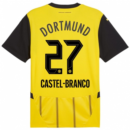 Kandiny Niño Camiseta Diego Castel-Branco #27 Amarillo Negro 1ª Equipación 2024/25 La Camisa Chile