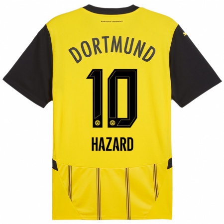 Kandiny Niño Camiseta Thorgan Hazard #10 Amarillo Negro 1ª Equipación 2024/25 La Camisa Chile