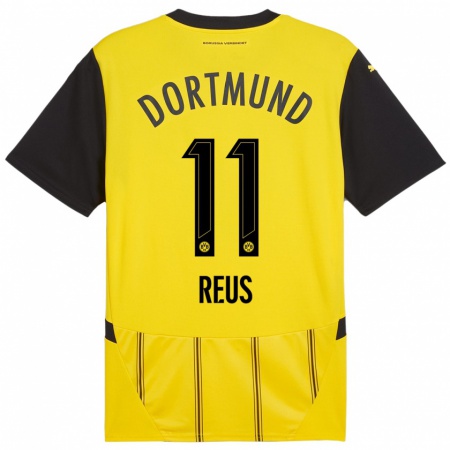 Kandiny Niño Camiseta Marco Reus #11 Amarillo Negro 1ª Equipación 2024/25 La Camisa Chile