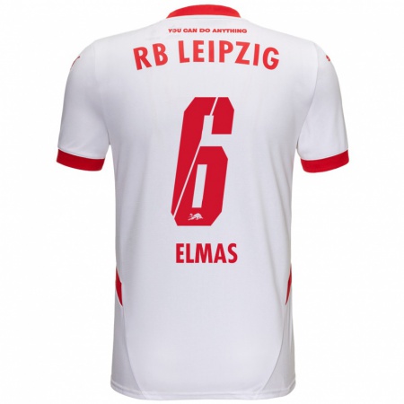 Kandiny Niño Camiseta Eljif Elmas #6 Blanco Rojo 1ª Equipación 2024/25 La Camisa Chile