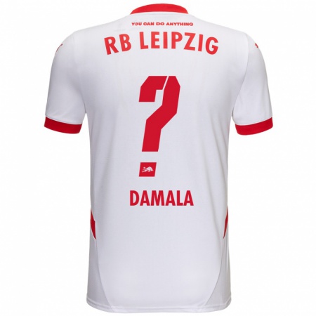 Kandiny Niño Camiseta Bilal Damala #0 Blanco Rojo 1ª Equipación 2024/25 La Camisa Chile