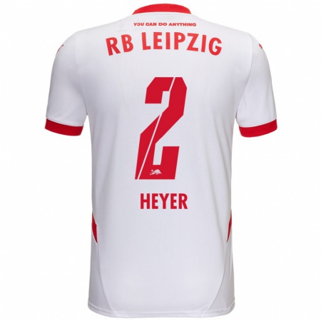 Kandiny Niño Camiseta Friedrich Heyer #2 Blanco Rojo 1ª Equipación 2024/25 La Camisa Chile